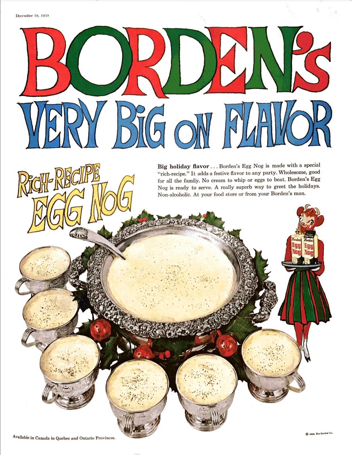 a promo for Borden's Rich-Recipe Egg Nog