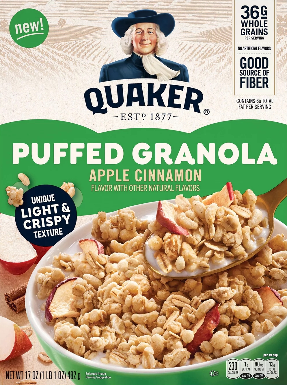Quaker Puffed Granola : Apple Cinnamon