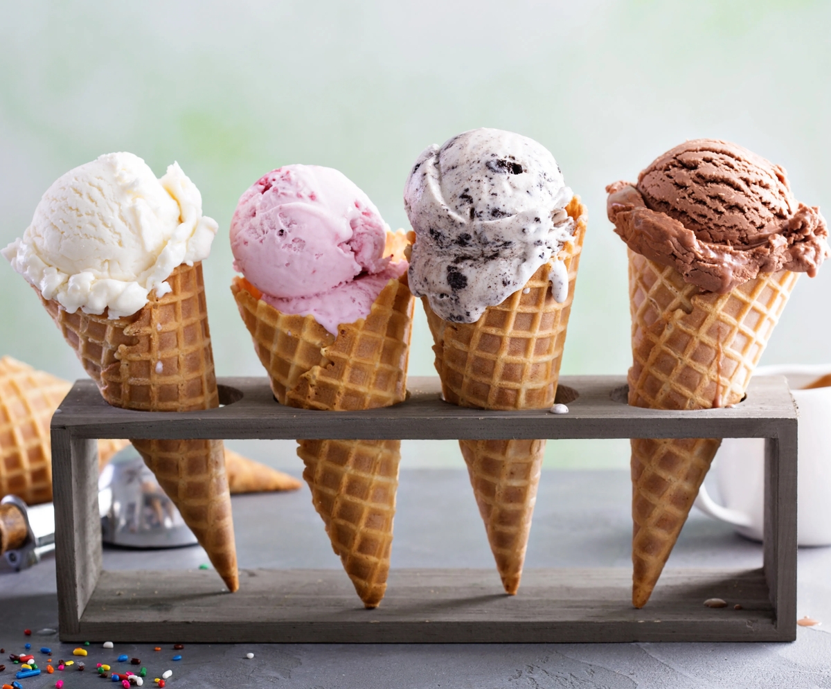 ice cream on cones
