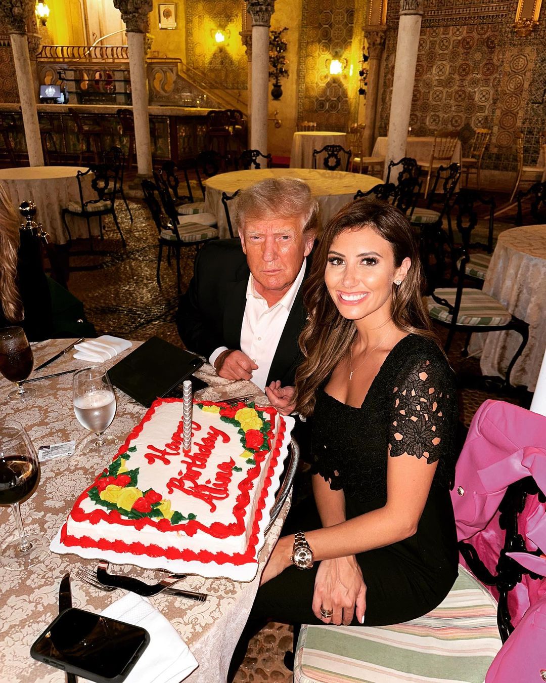 Alina Habba celebrating her birthday with Donald Trump