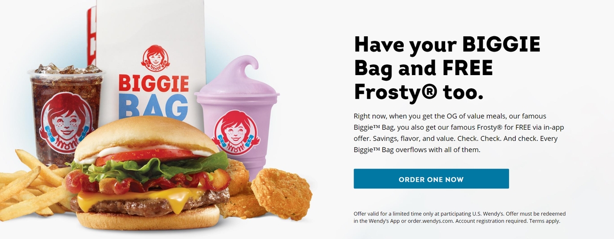 promo : a free Frosty with a Biggie Bag at Wendy's
