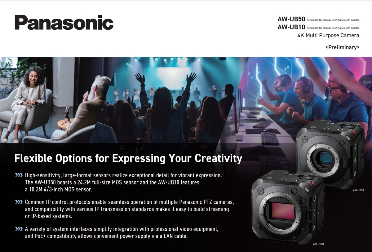 a preliminary promo for the Panasonic AW-UB50 and AW-UB10 4K multi-purpose cameras