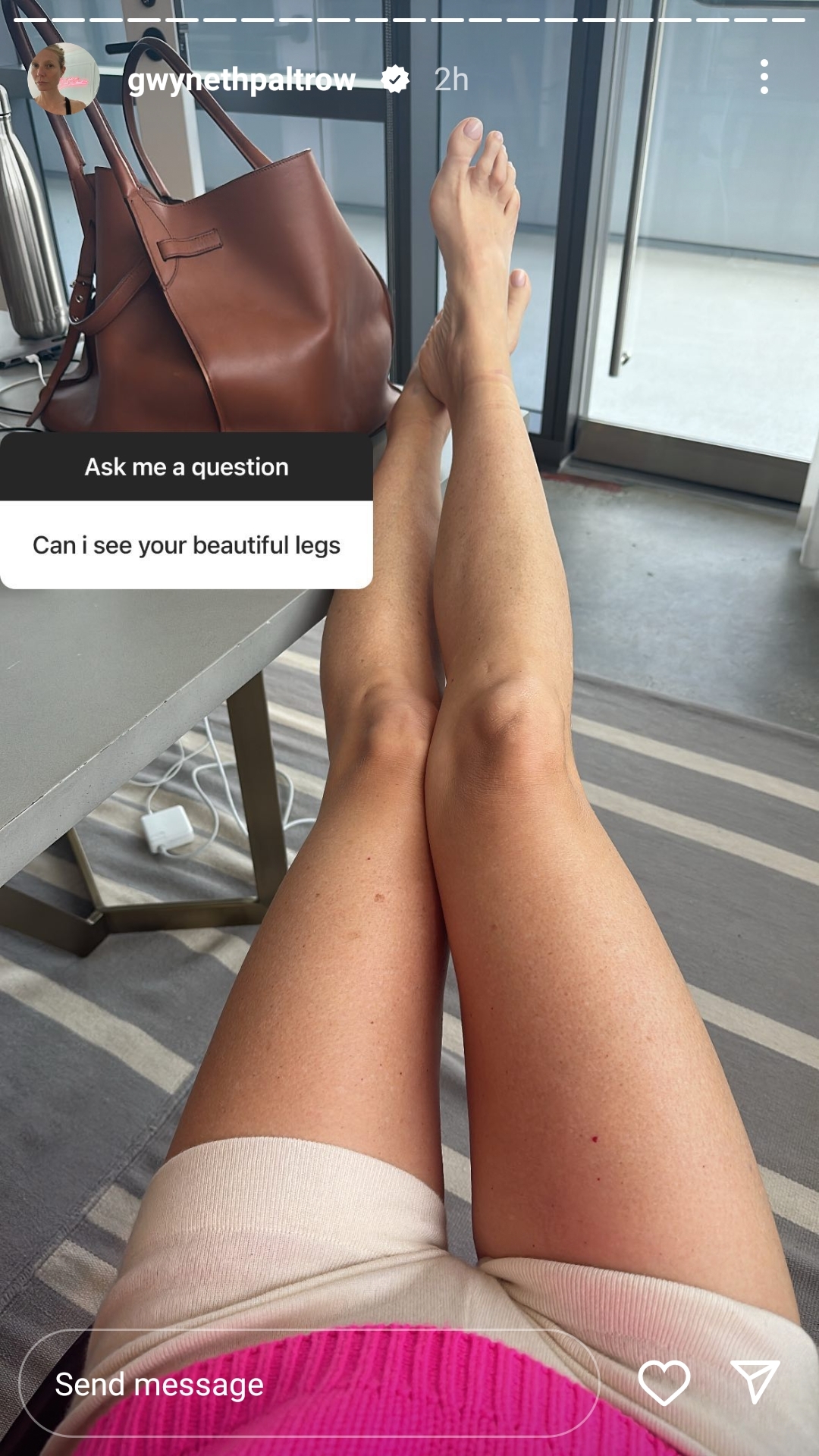 Gwyneth Paltrow showing her legs on Instagram