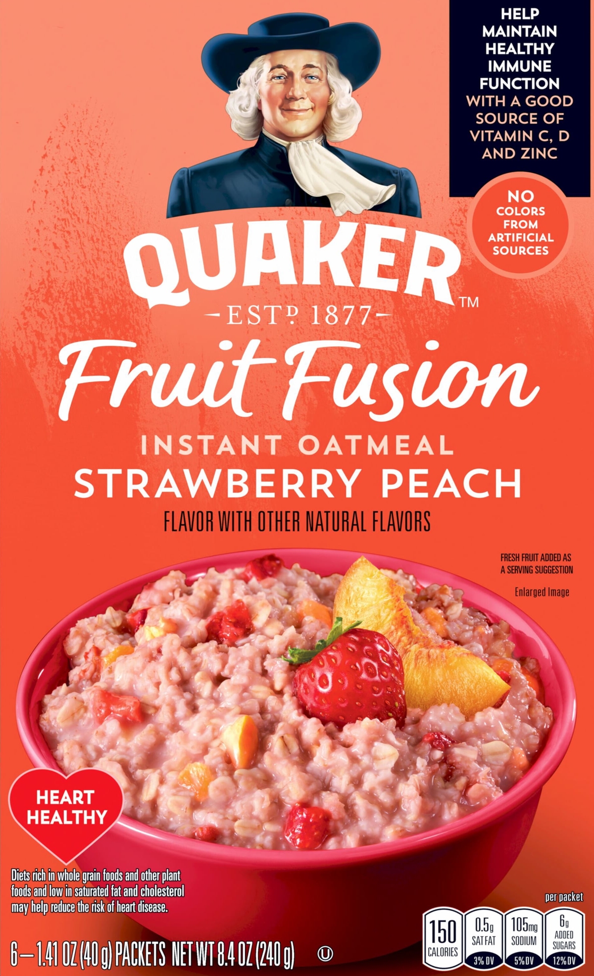 Quaker Fruit Fusion Instant Oatmeal : Strawberry Peach