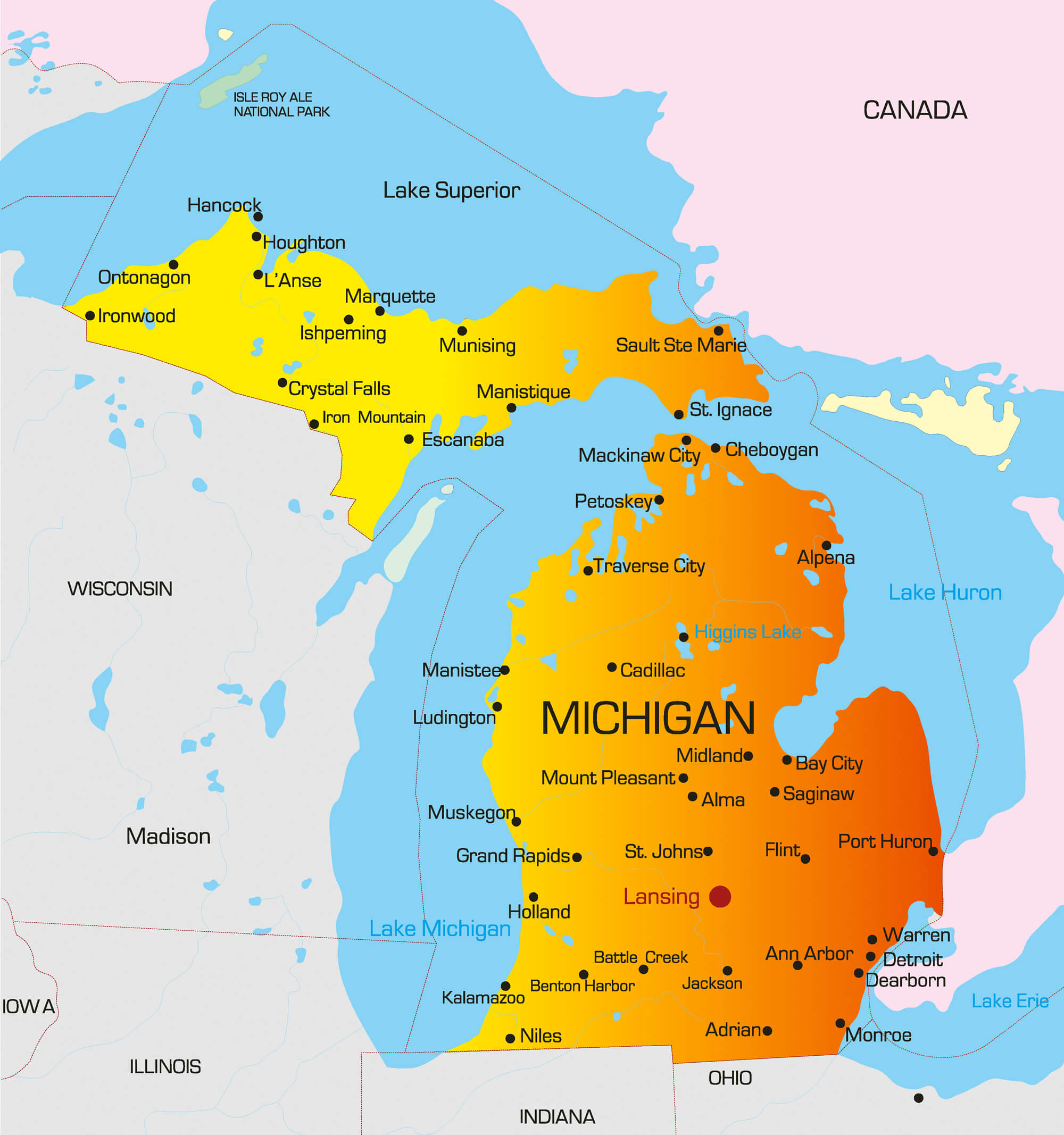 a map of Michigan