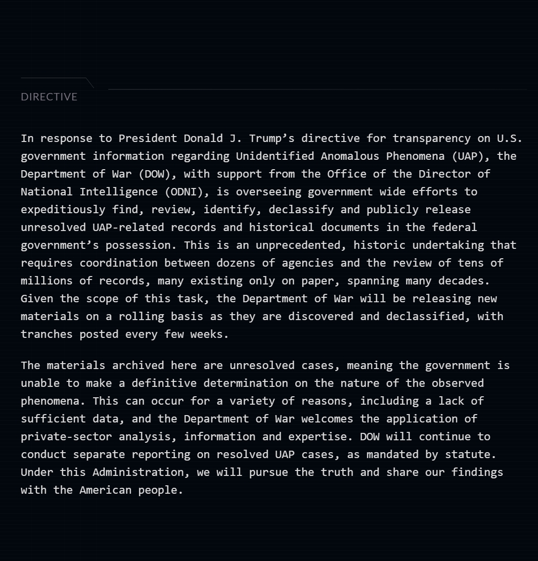 UFO files from the US Department Of War