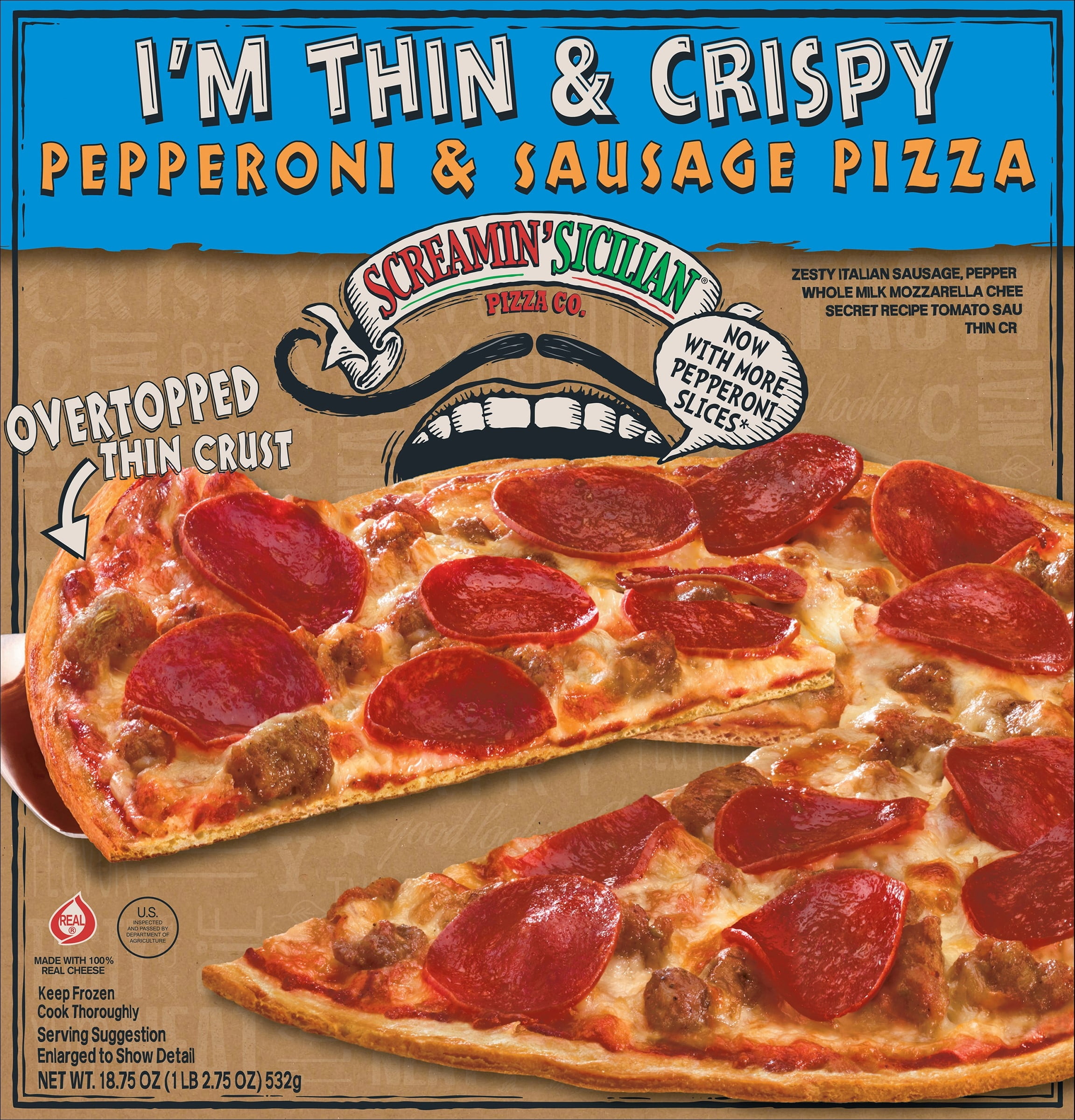 Screamin Sicilian Pepperoni And Sausage Pizza [ I'm Thin And Crispy ]