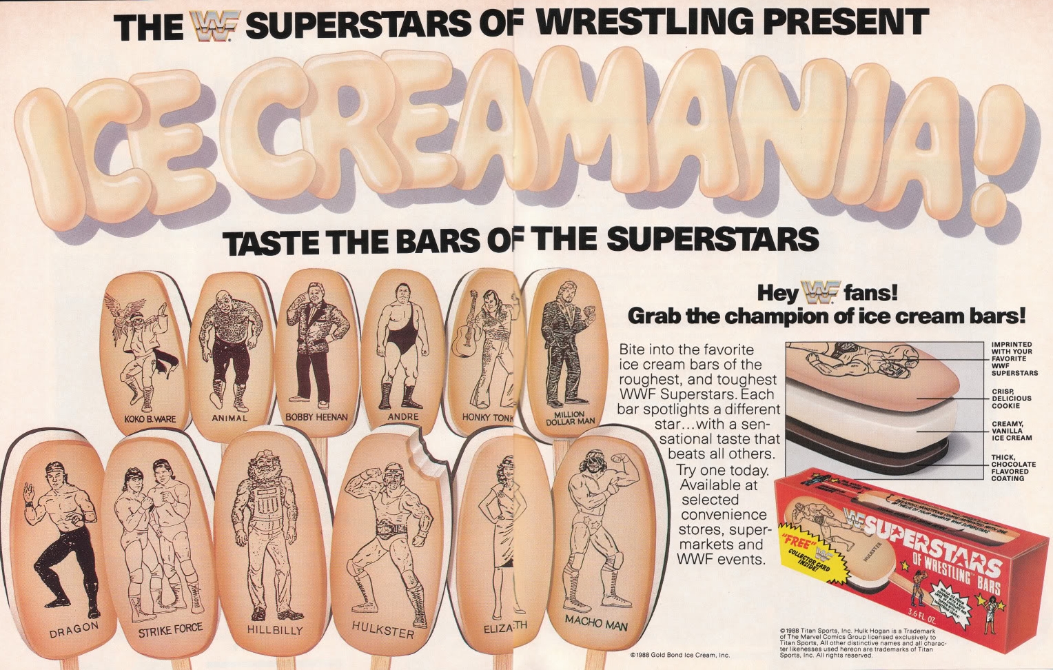 a promo for WWF Superstars ice cream bars