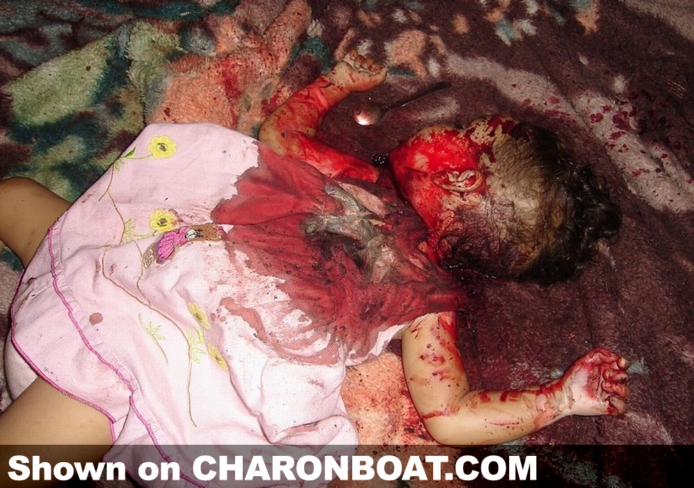 a baby girl lying dead after getting her throat slashed