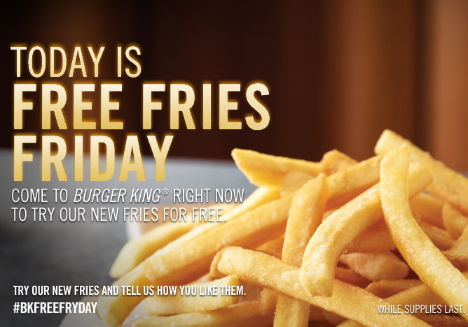 promo : Free Fries Friday at Burger King