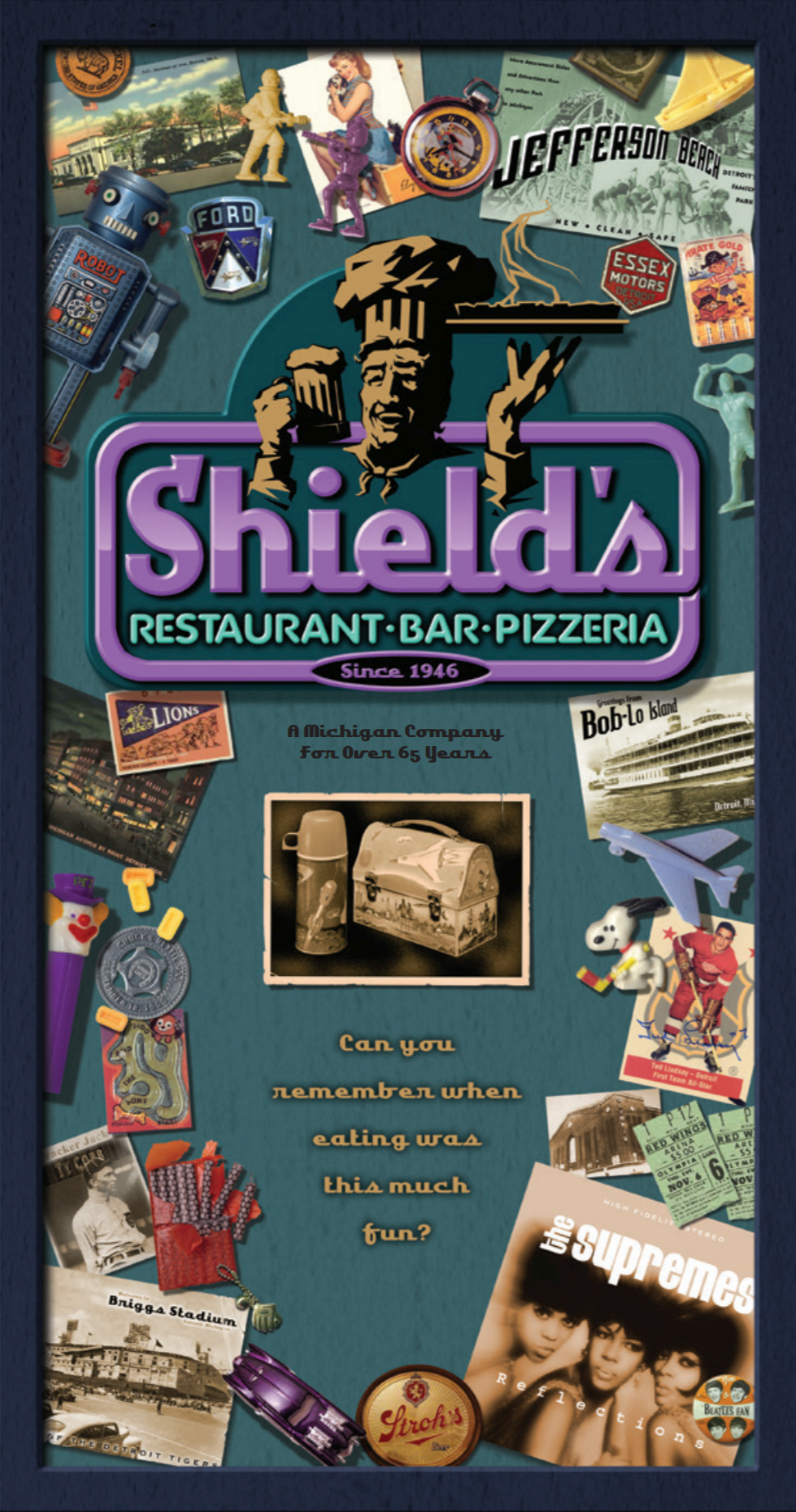 the menu at Shield's in Michigan