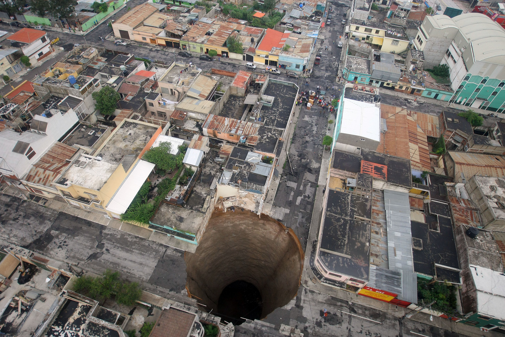a sinkhole in Guatemala City