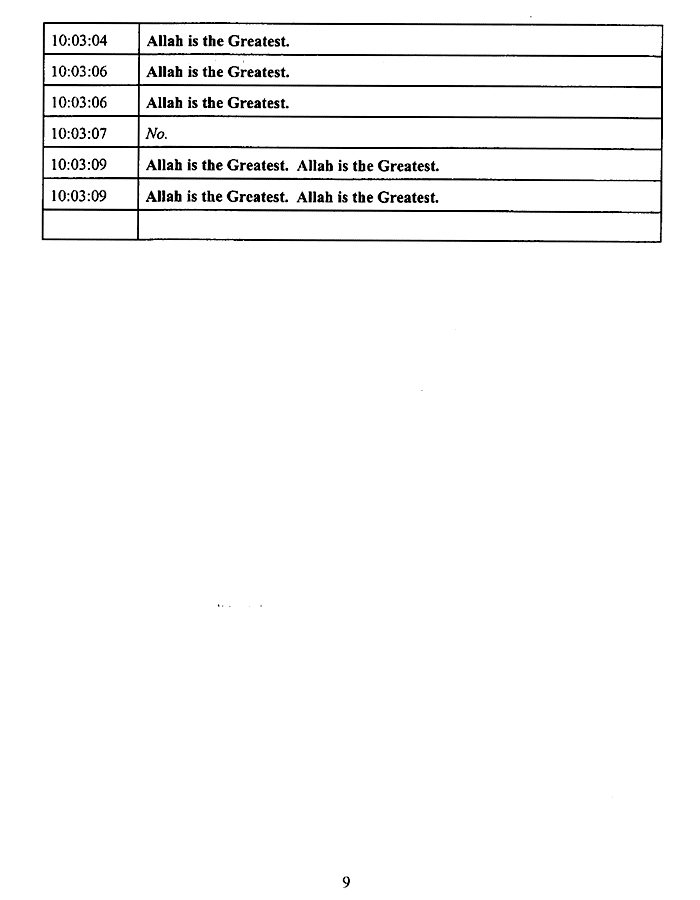 the 9-11 cockpit voice recorder transcript from United Airlines Flight 93