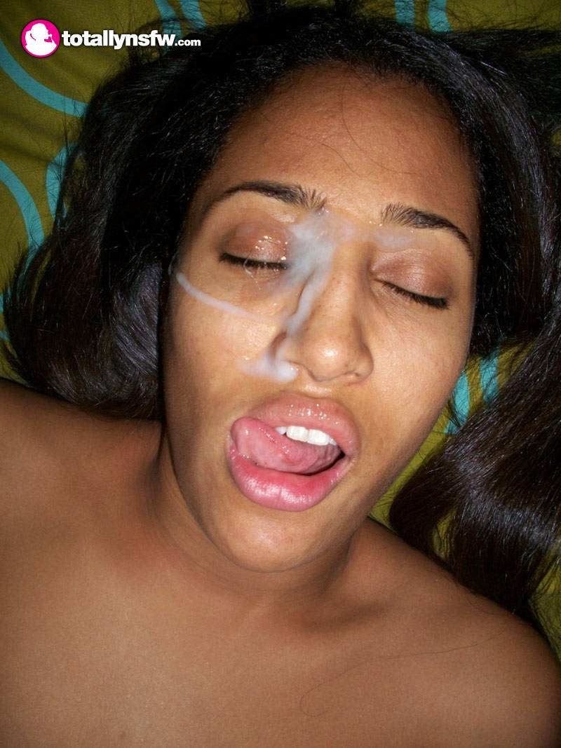 a girl with cum on her face