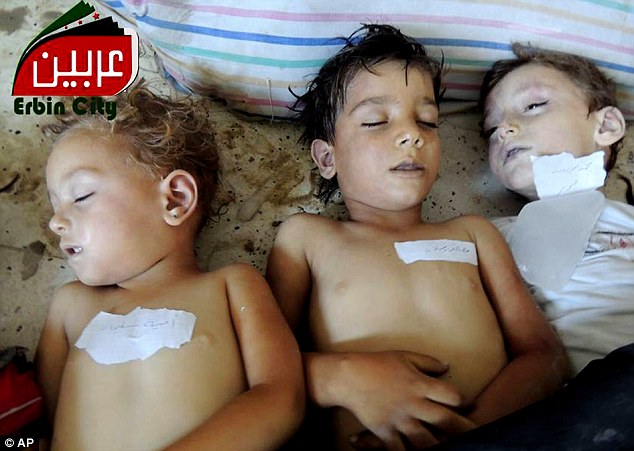 Syrian kids lying dead