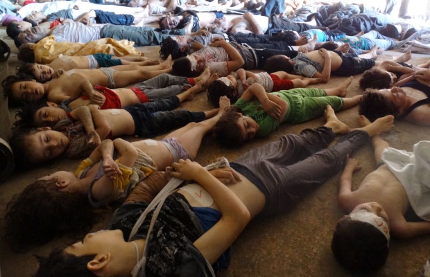 Syrian kids lying dead