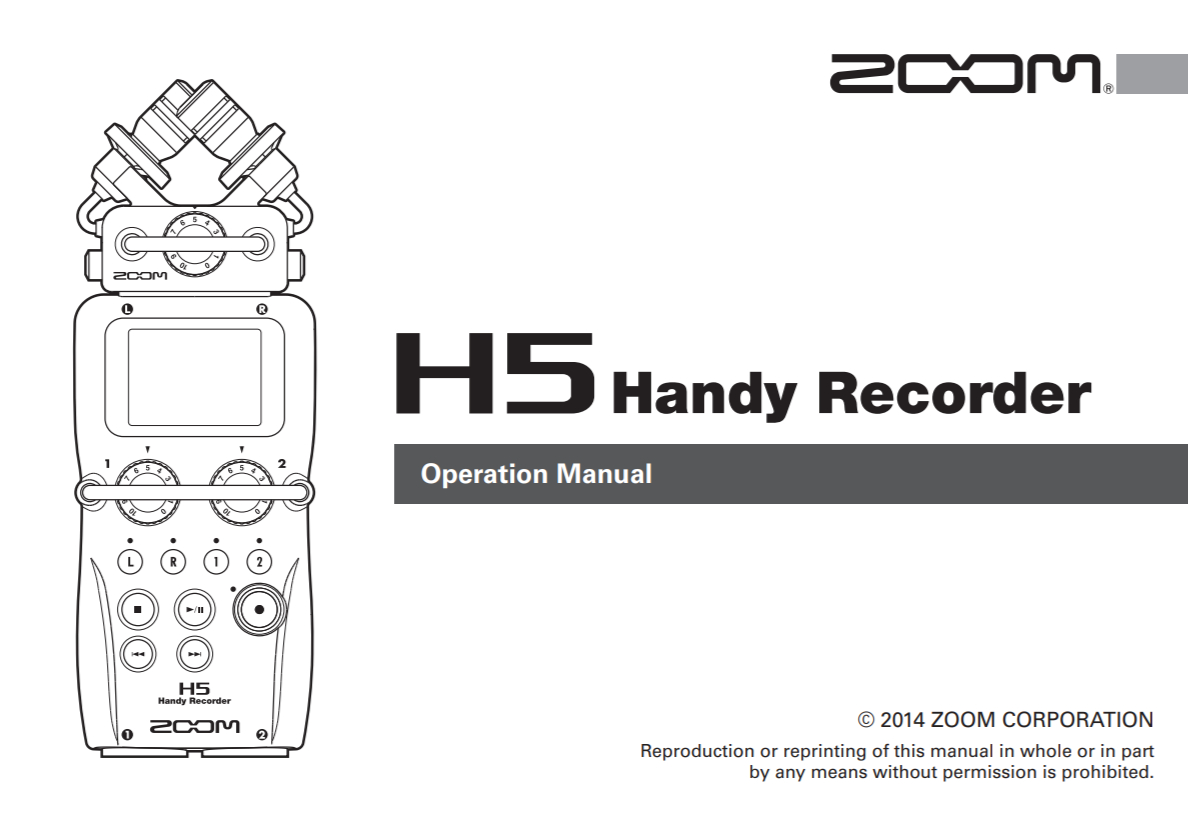 the operation manual for the Zoom H5 Handy Recorder