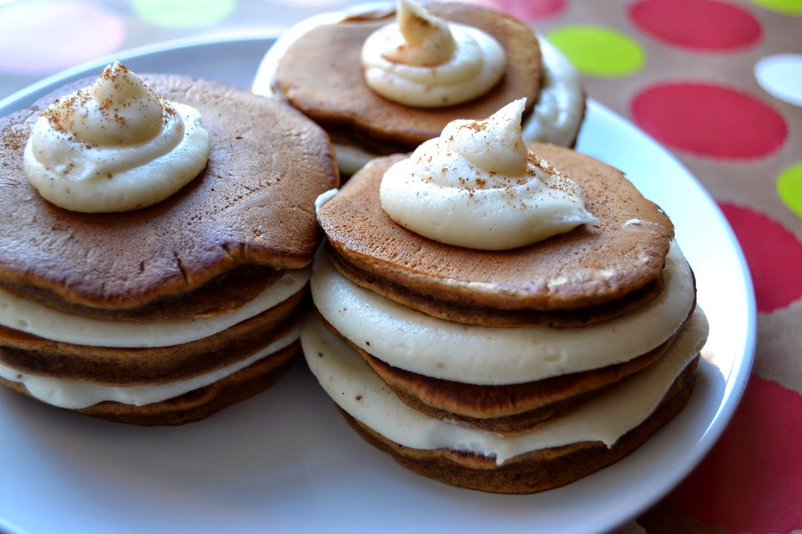 gingerbread pancakes with eggnog cream cheese