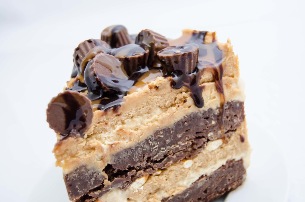 brownie caramel and peanut butter ice cream cake