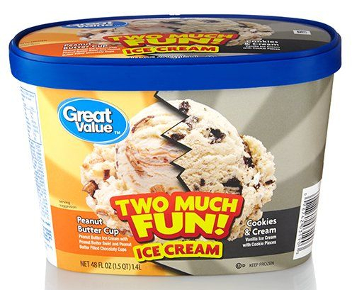 Great Value Ice Cream : Two Much Fun [ Peanut Butter Cup | Cookies And Cream ]