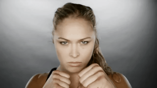 animation : Ronda Rousey punching and laughing