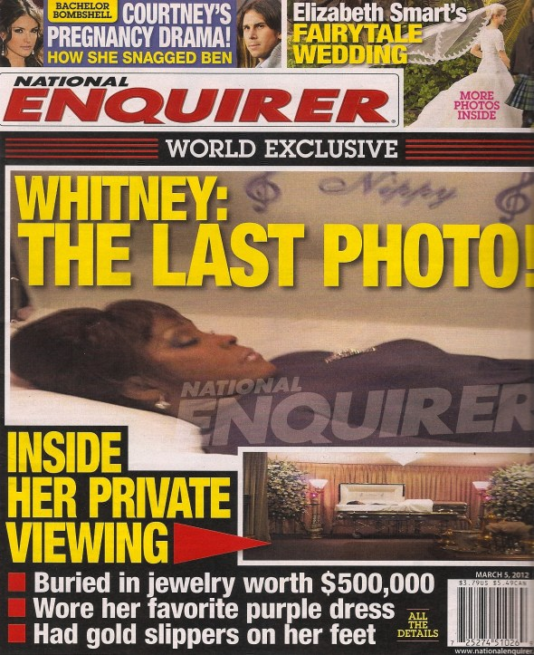 the National Enquirer with Whitney Houston's casket photo on the cover