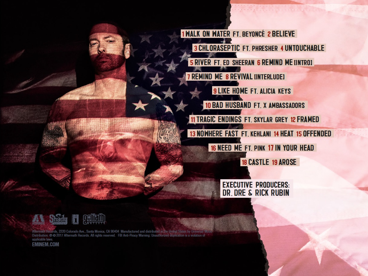 the credits to Eminem's Revival album