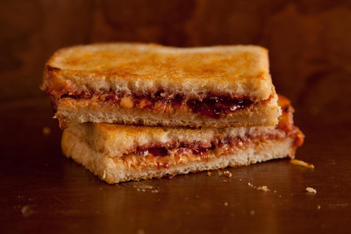 a grilled peanut butter and jelly sandwich