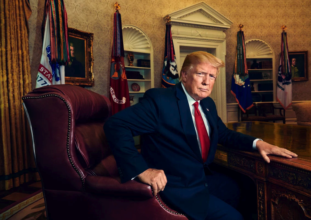Donald Trump posing for Time Magazine