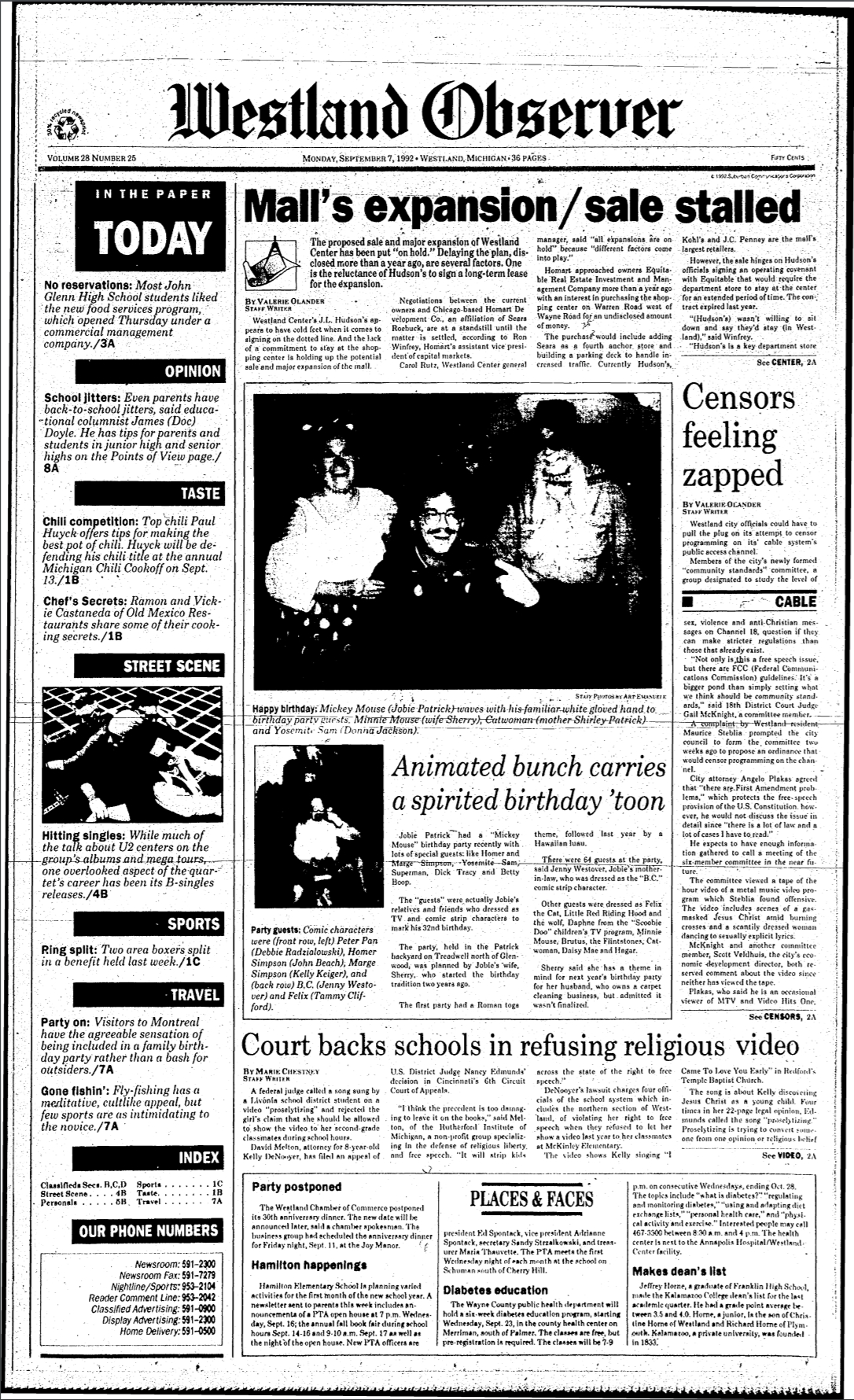 an issue of Westland Observer [ 1992 September 07 ]